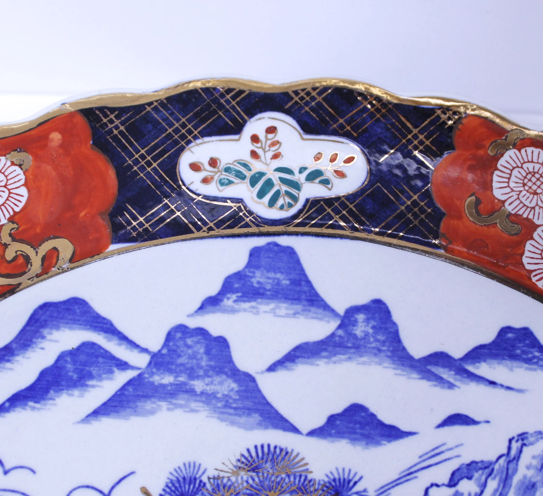 Clobbered Imari Porcelain Charger with Landscape