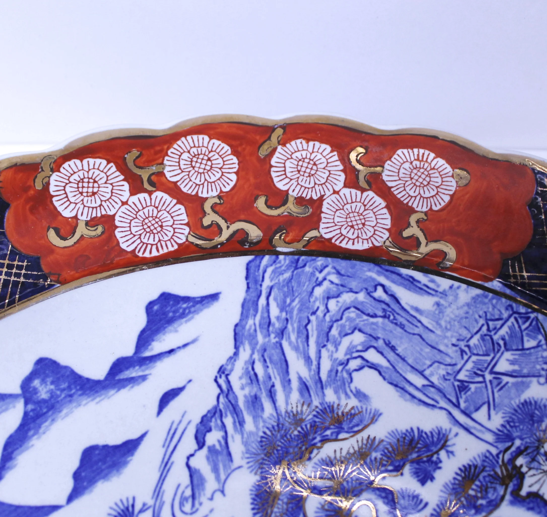 Clobbered Imari Porcelain Charger with Landscape