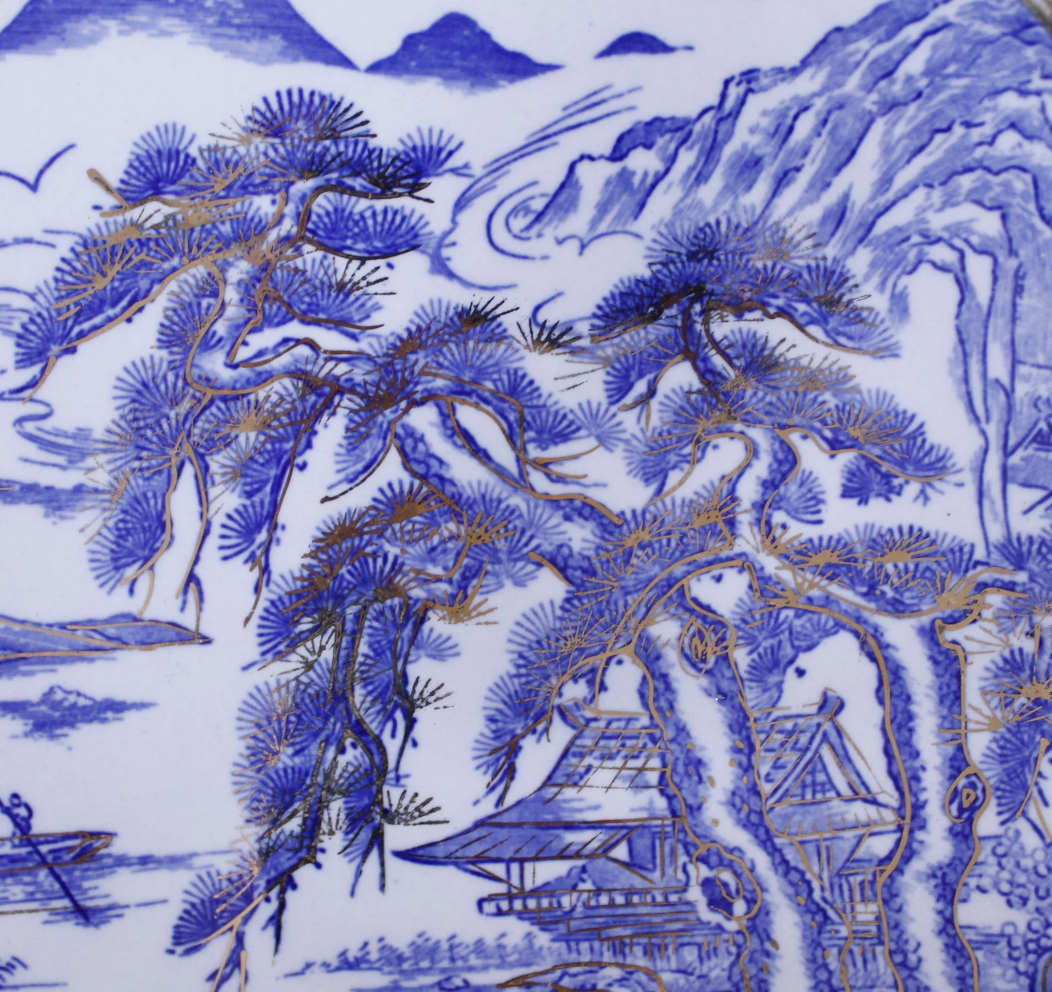 Clobbered Imari Porcelain Charger with Landscape