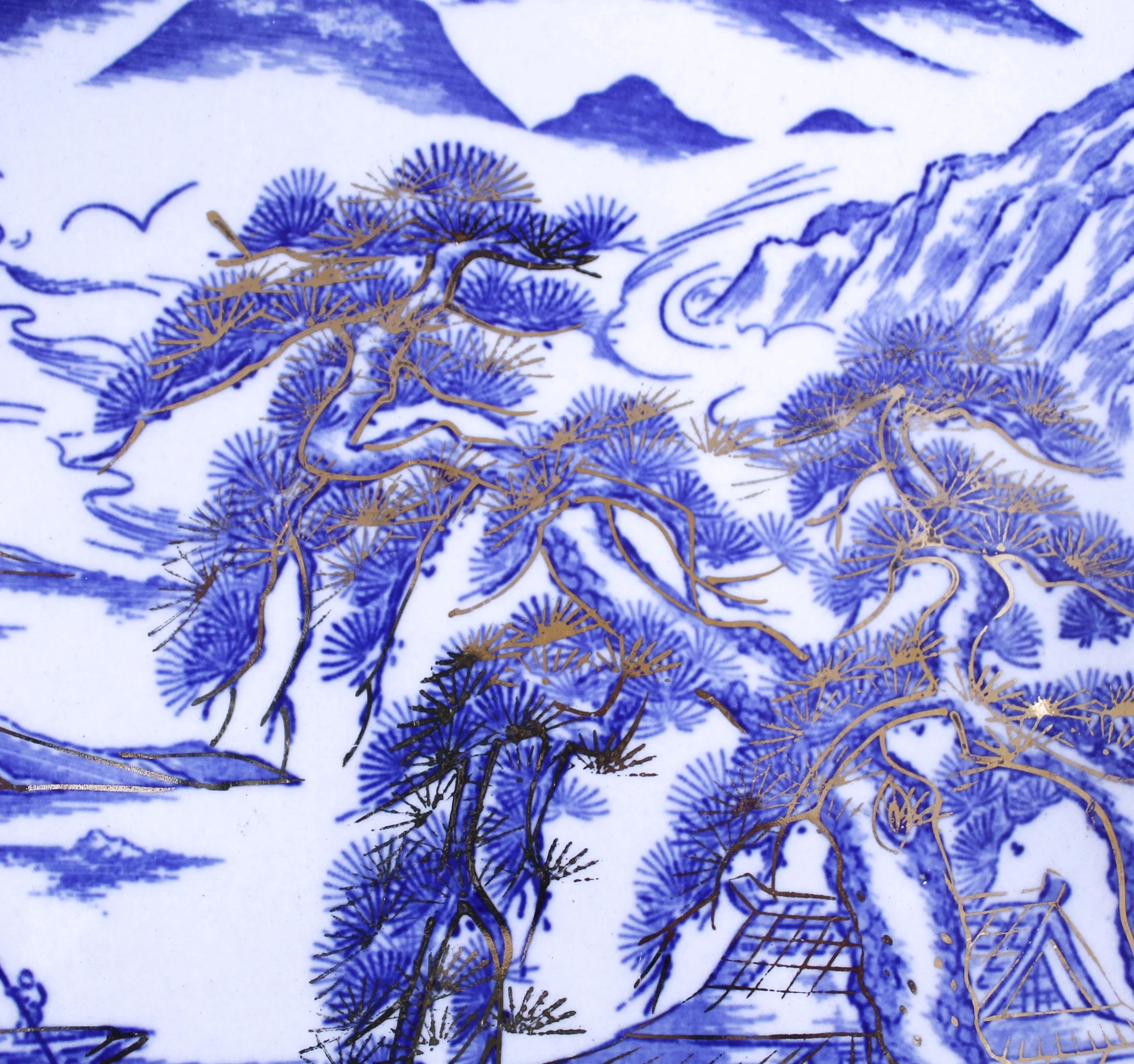 Clobbered Imari Porcelain Charger with Landscape