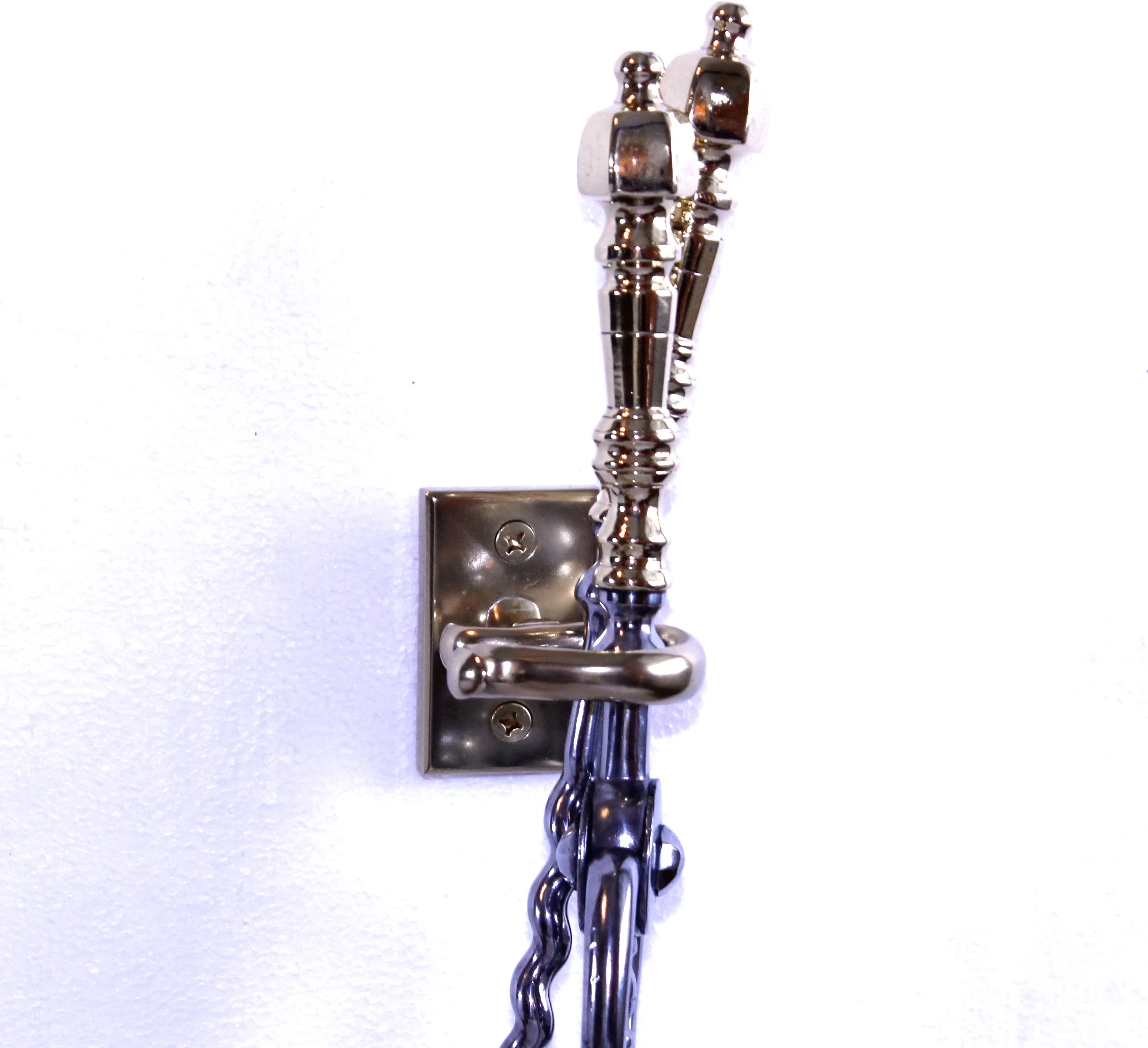 Pair Brass Fireplace Firetool Hooks