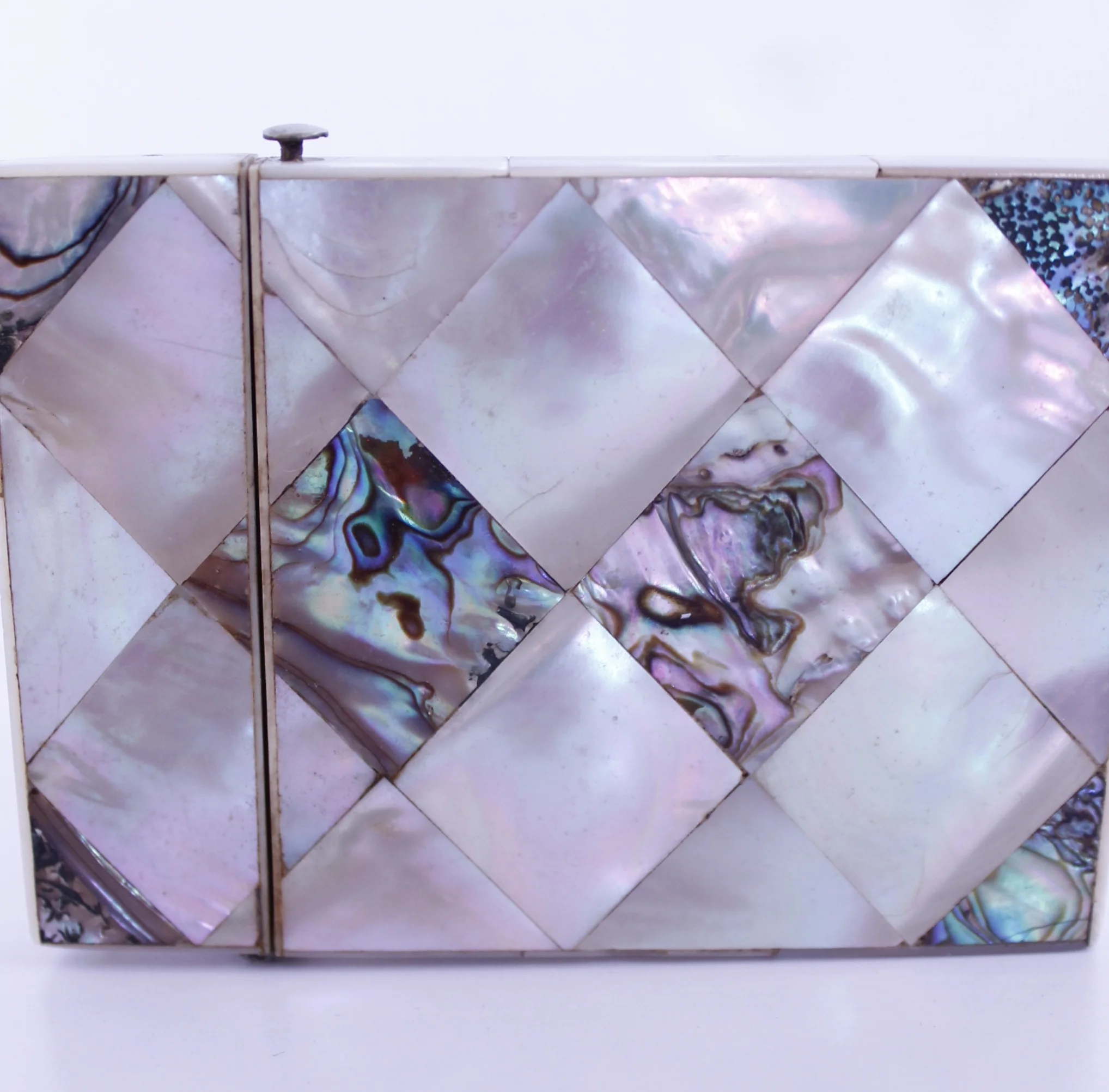 Mother of Pearl and Abalone Diamond Pattern Marquetry Card Case