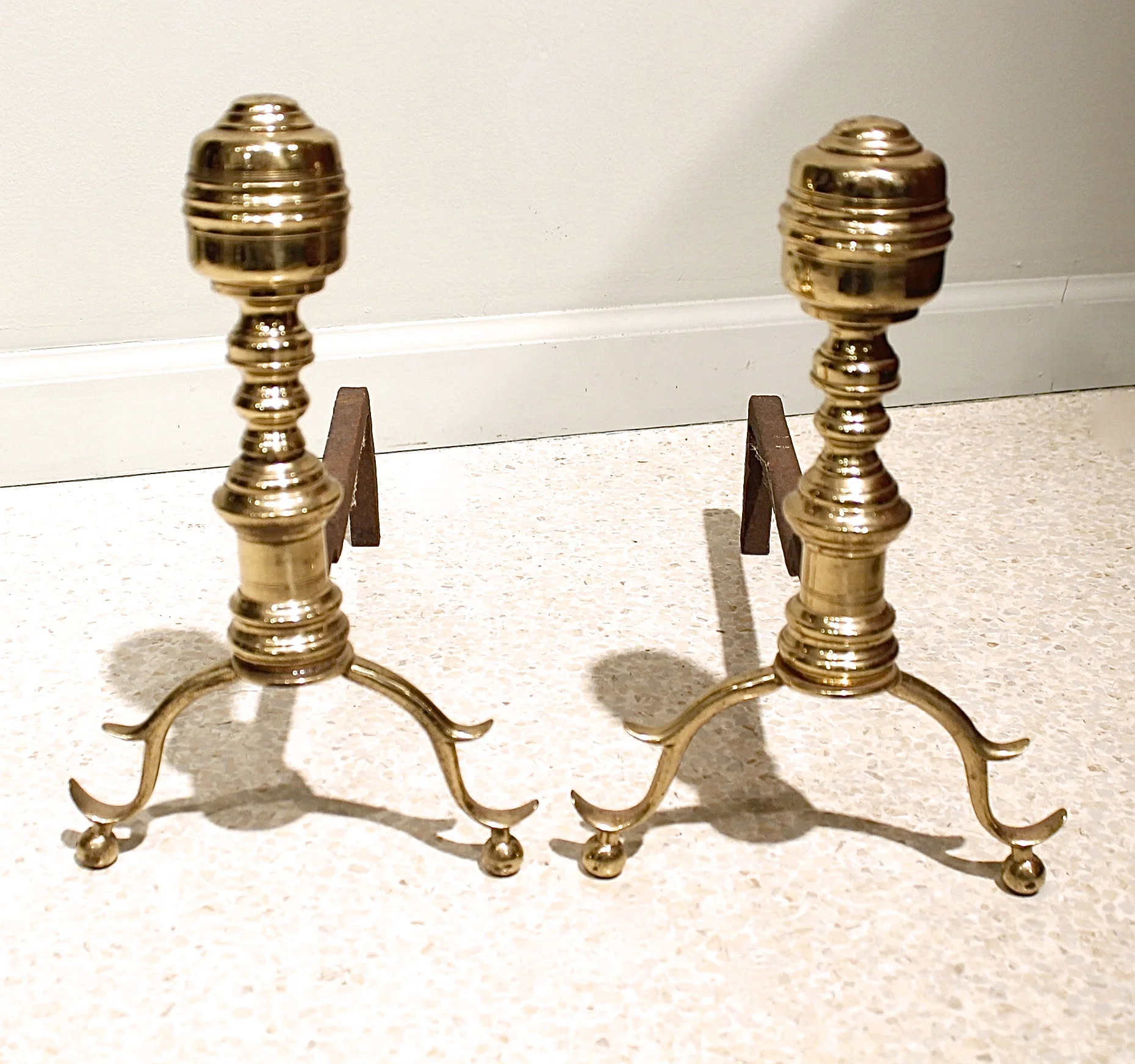 American Federal Brass Andirons