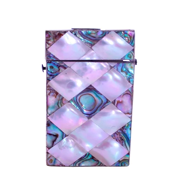 Mother of Pearl and Abalone Diamond Pattern Marquetry Card Case