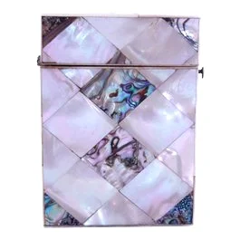 Mother of Pearl and Abalone Diamond Pattern Marquetry Card Case