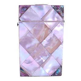 Mother of Pearl and Abalone Diamond Pattern Marquetry Card Case