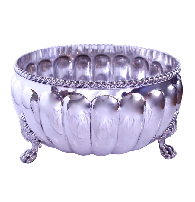 Large Old Sheffield Silver on Copper Footed Bowl