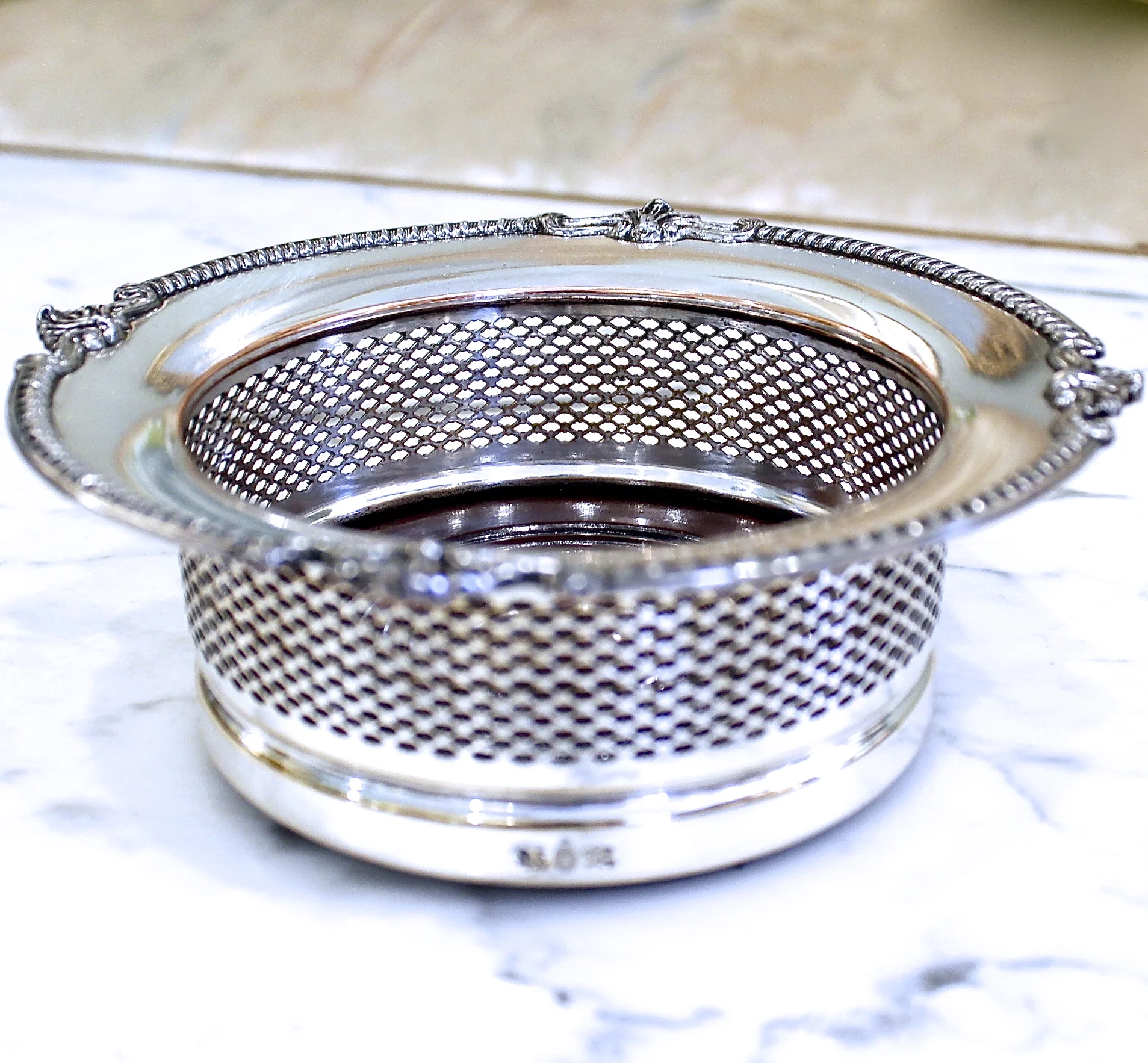 Tall English Silver on Copper Wine Coaster