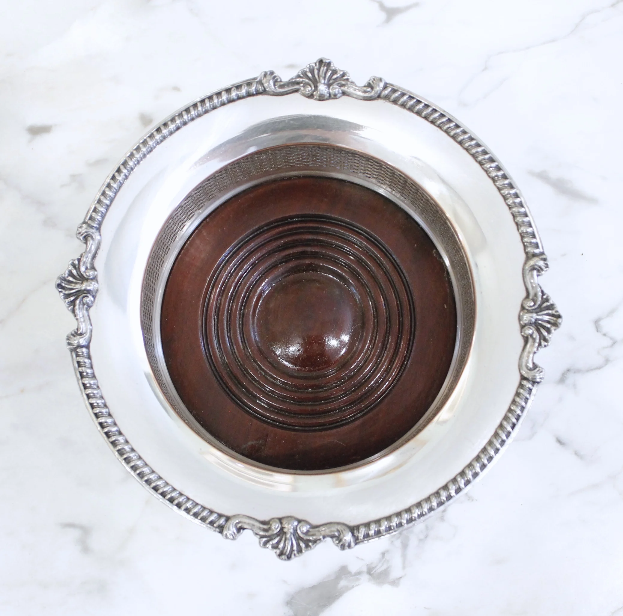 Tall English Silver on Copper Wine Coaster