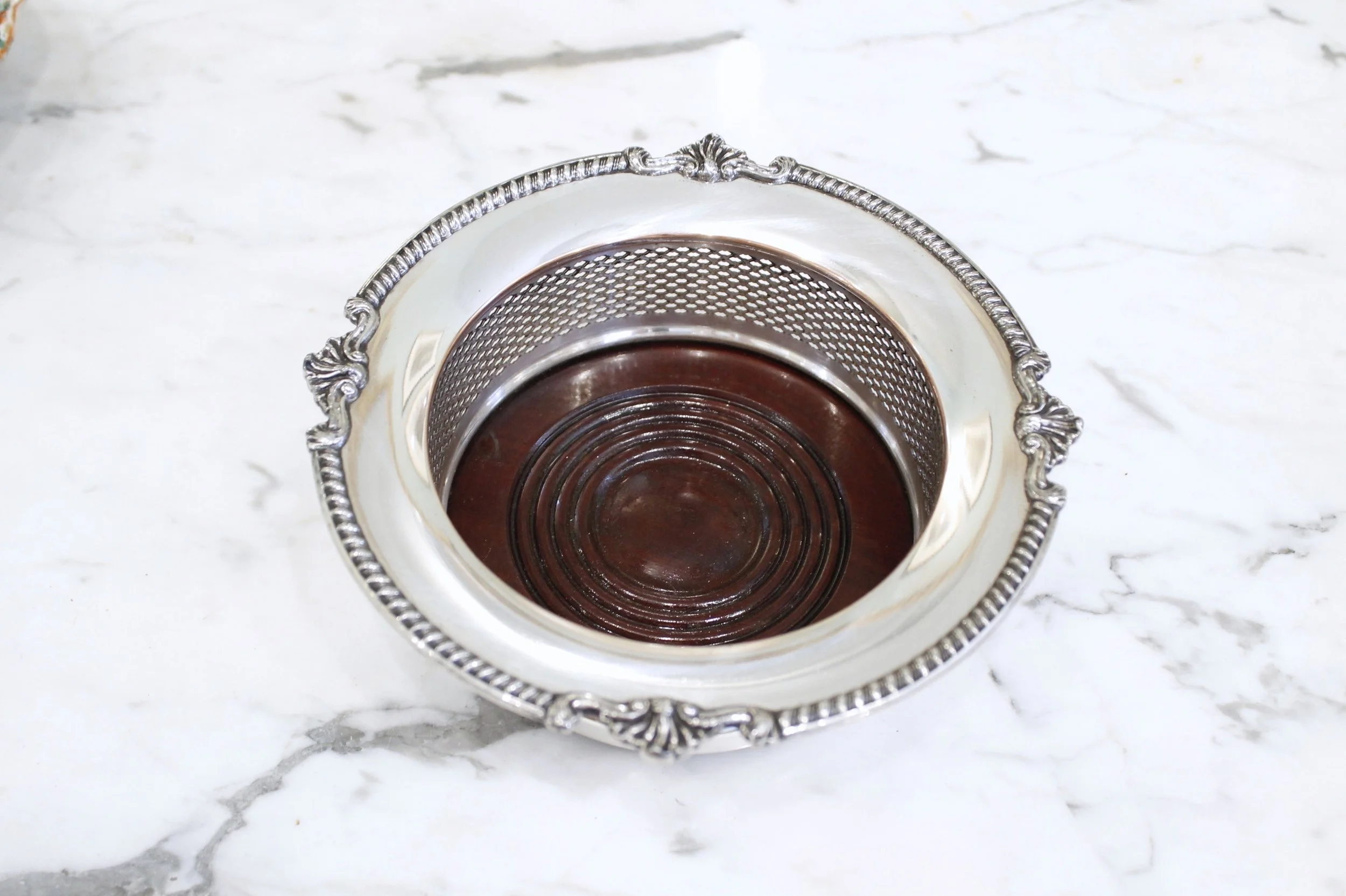 Tall English Silver on Copper Wine Coaster