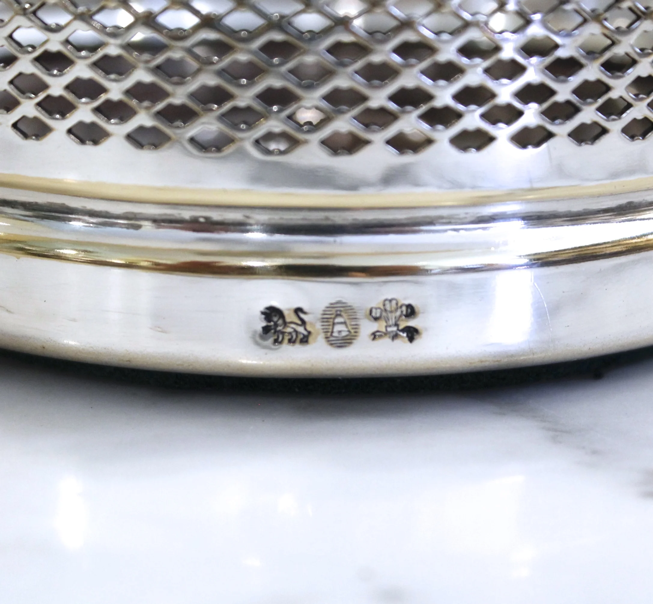 Tall English Silver on Copper Wine Coaster