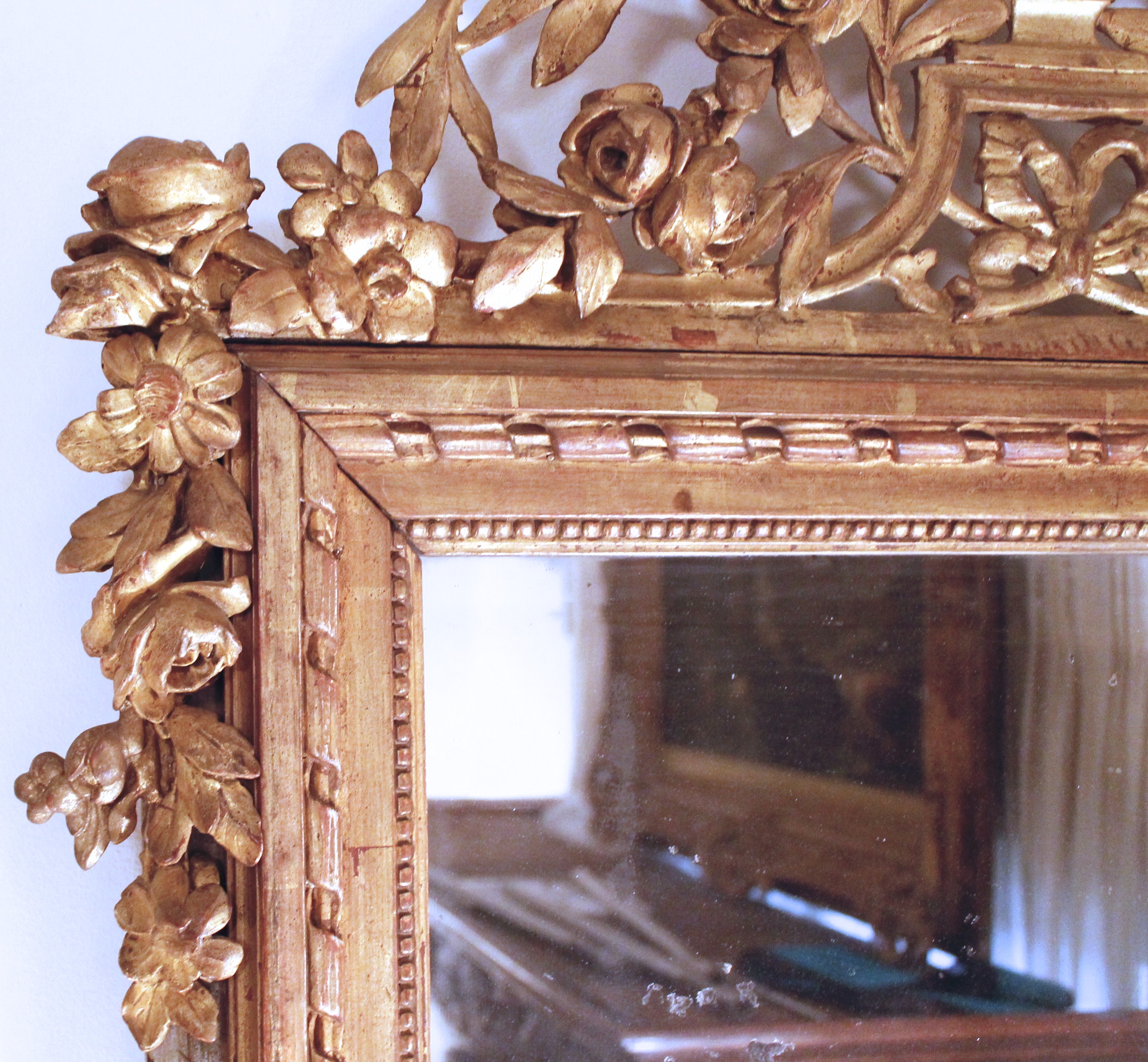 Louis XVI Neoclassical Carved Gilt Wood French Mirror