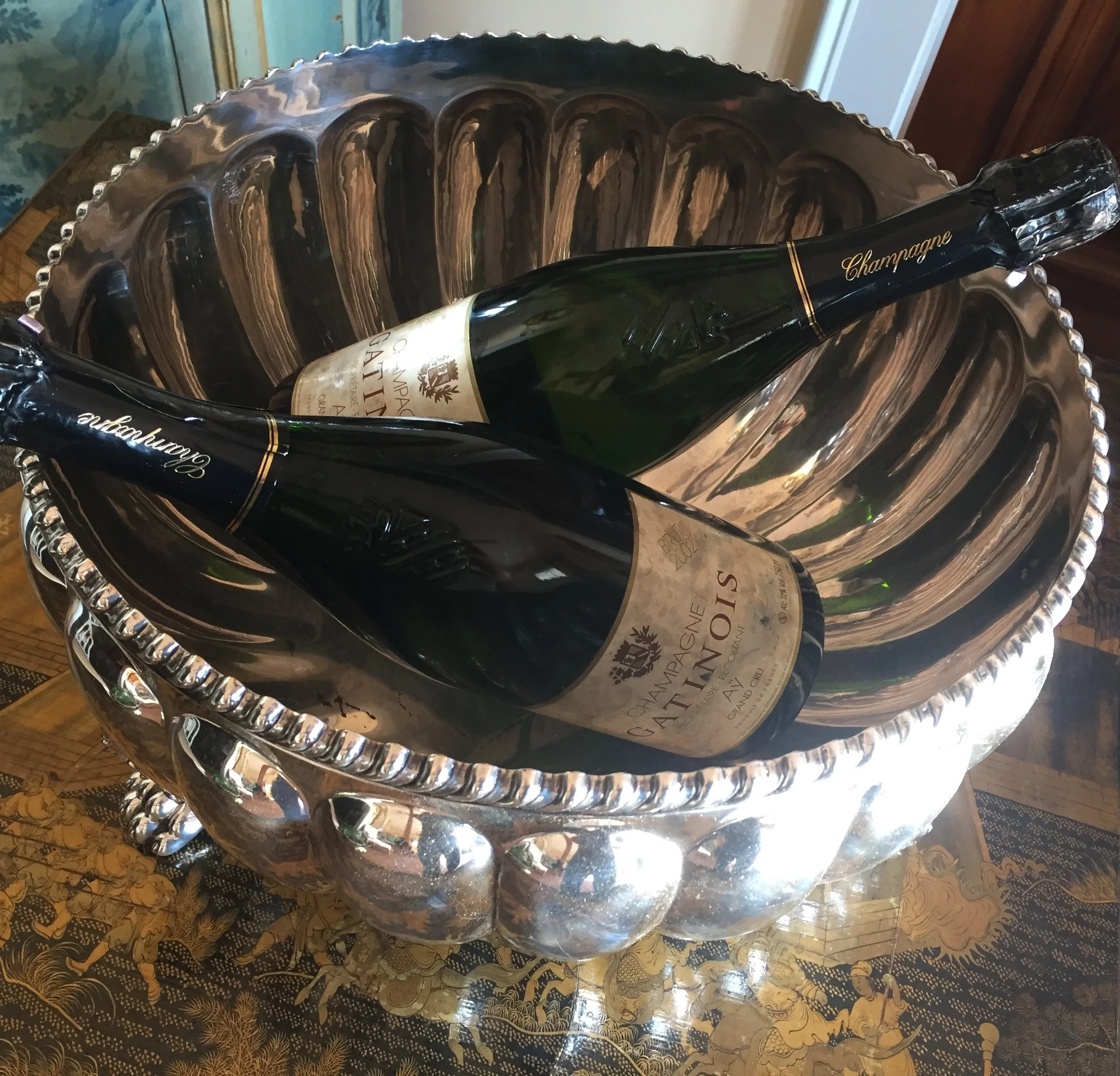 Old Sheffield Silver on Copper Footed Bowl or Wine Cooler