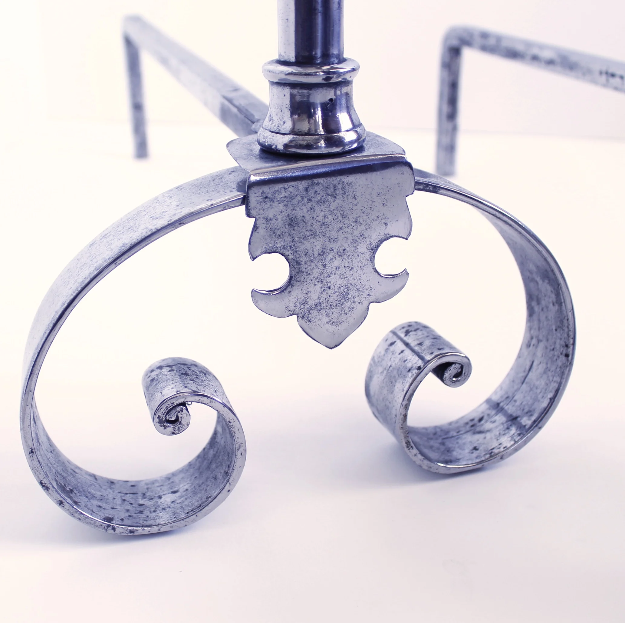 Pair of French Polished Steel and Brass Andirons