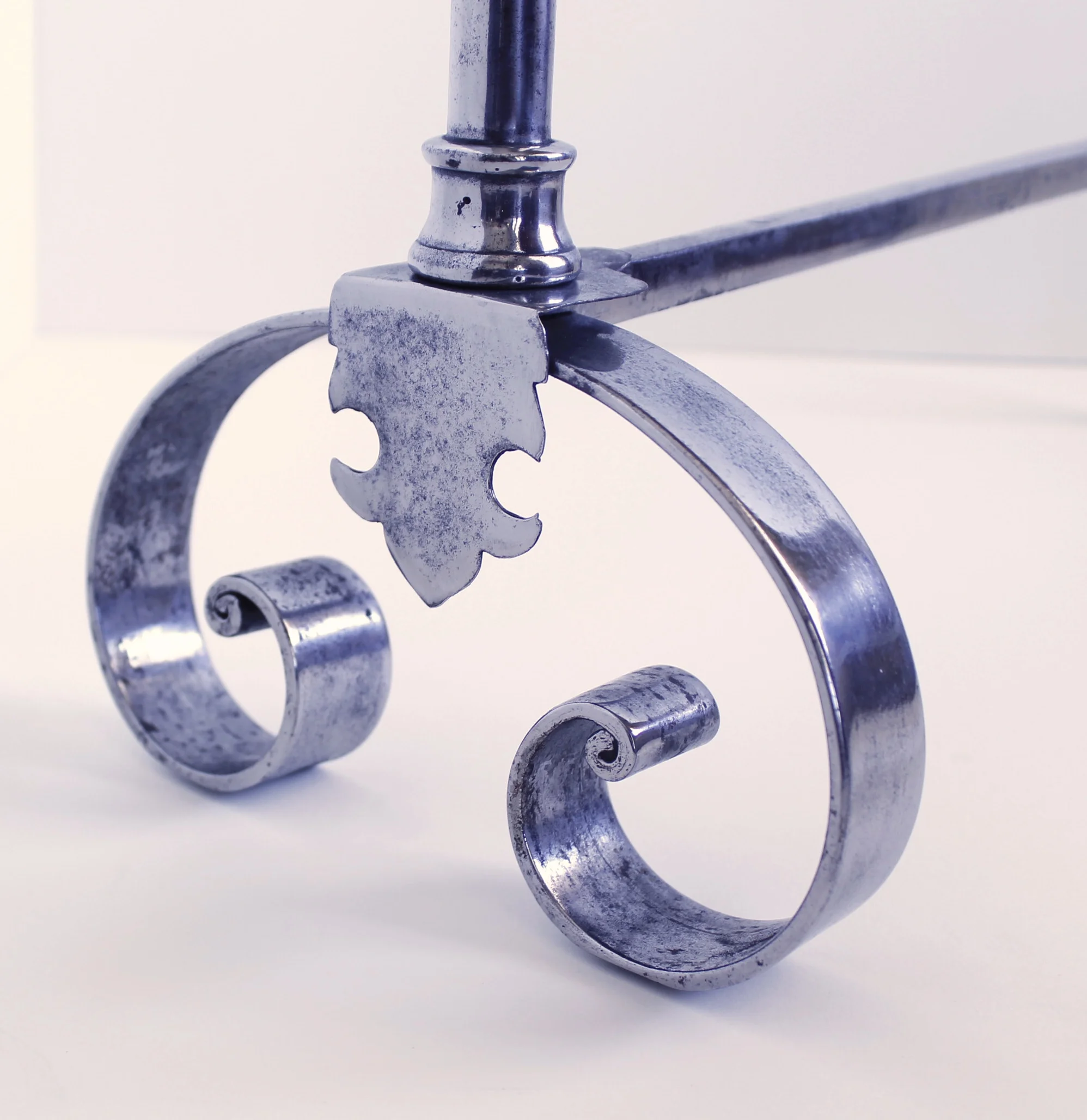 Pair of French Polished Steel and Brass Andirons