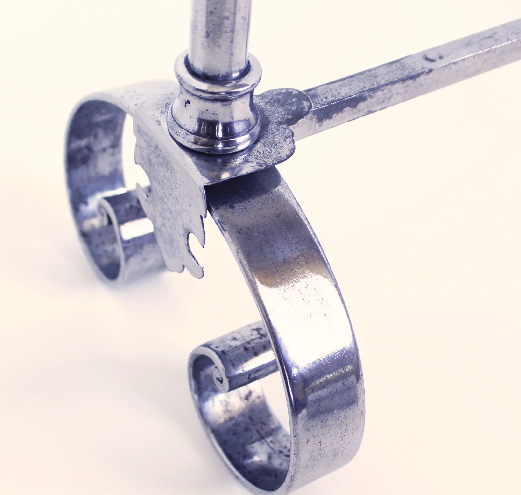 Pair of French Polished Steel and Brass Andirons