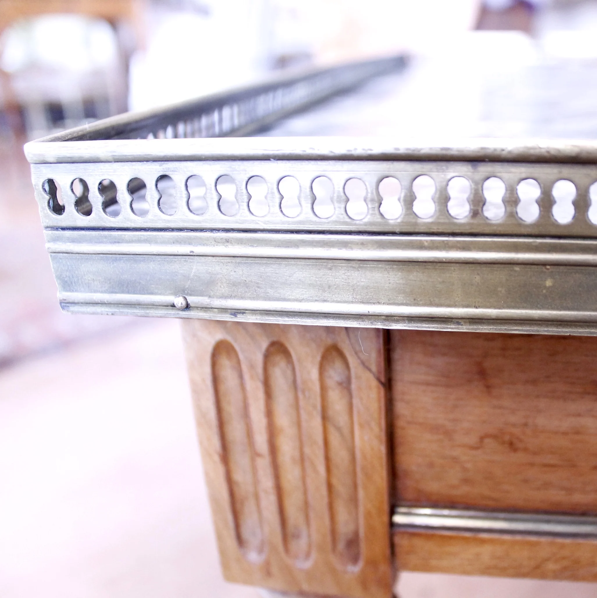 Louis XVI Style Marble Top Fruitwood Coffee Table
