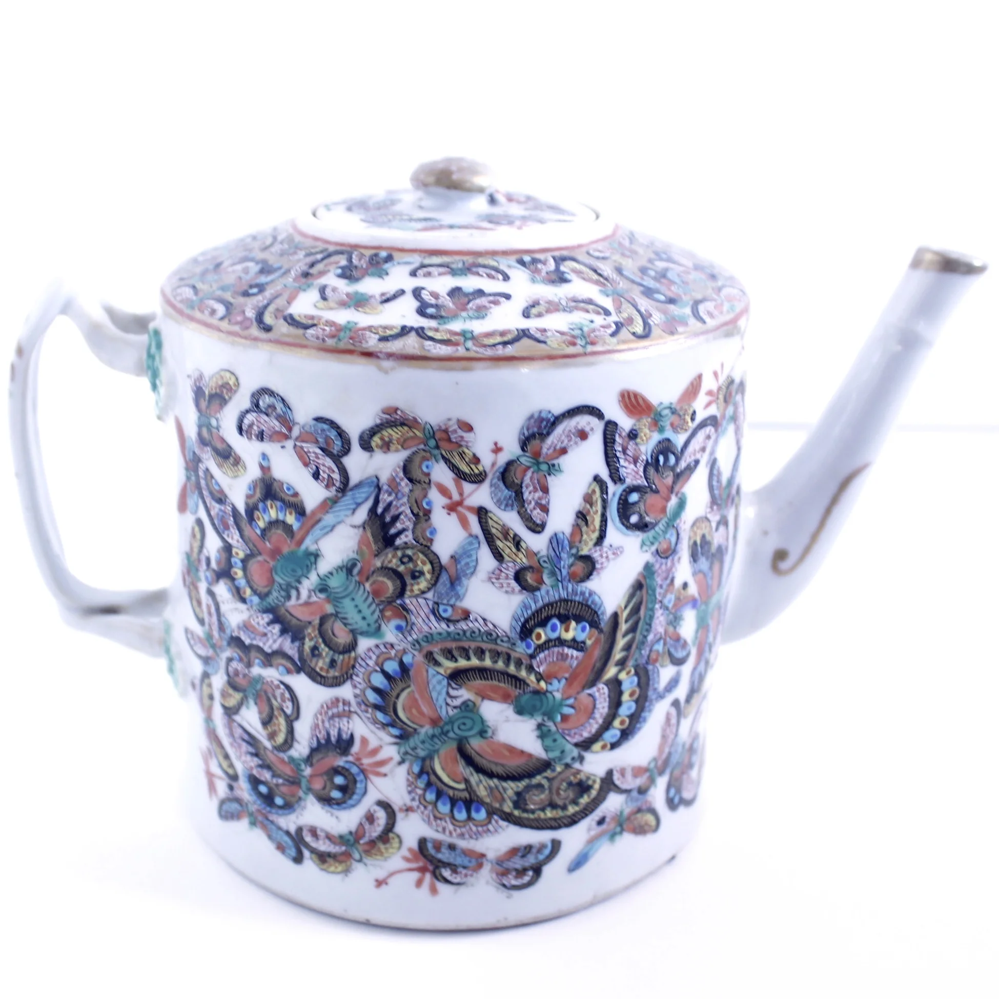 Thousand Butterfly Chinese Export Porcelain Tea Pot with Lid