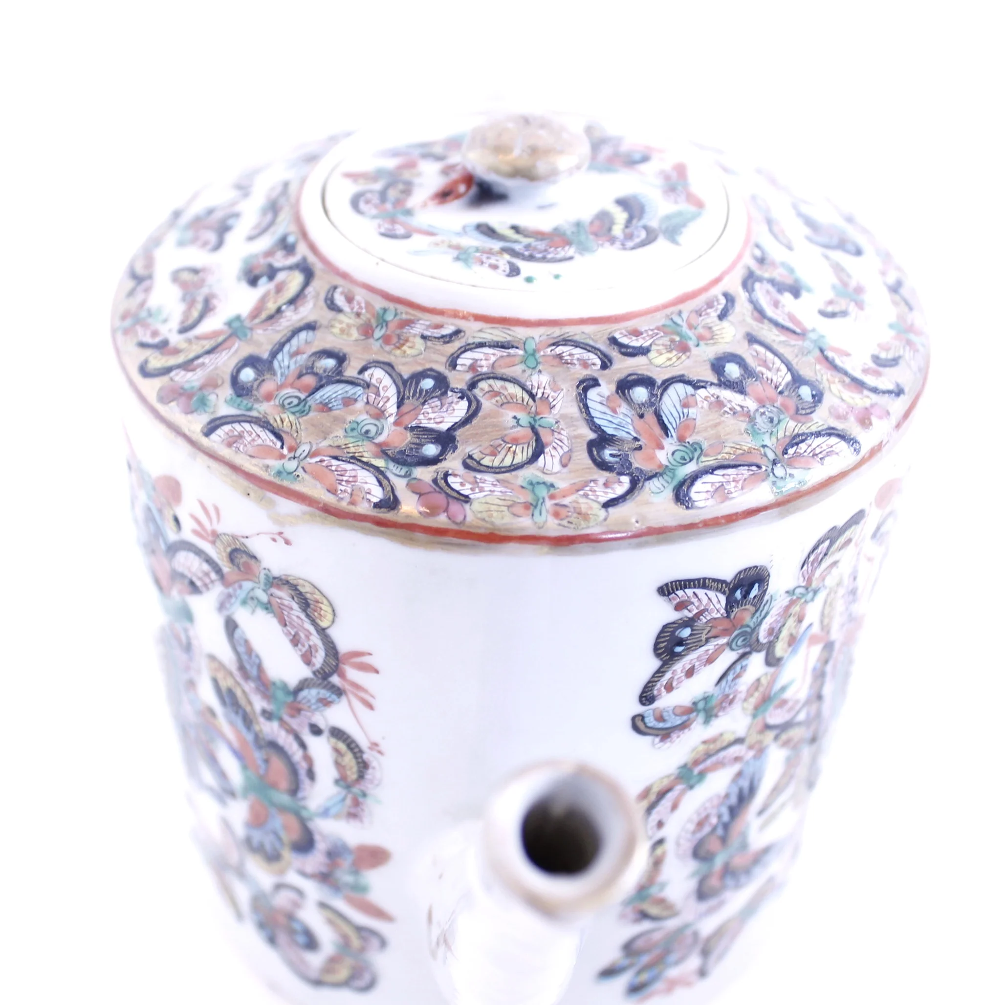 Thousand Butterfly Chinese Export Porcelain Tea Pot with Lid