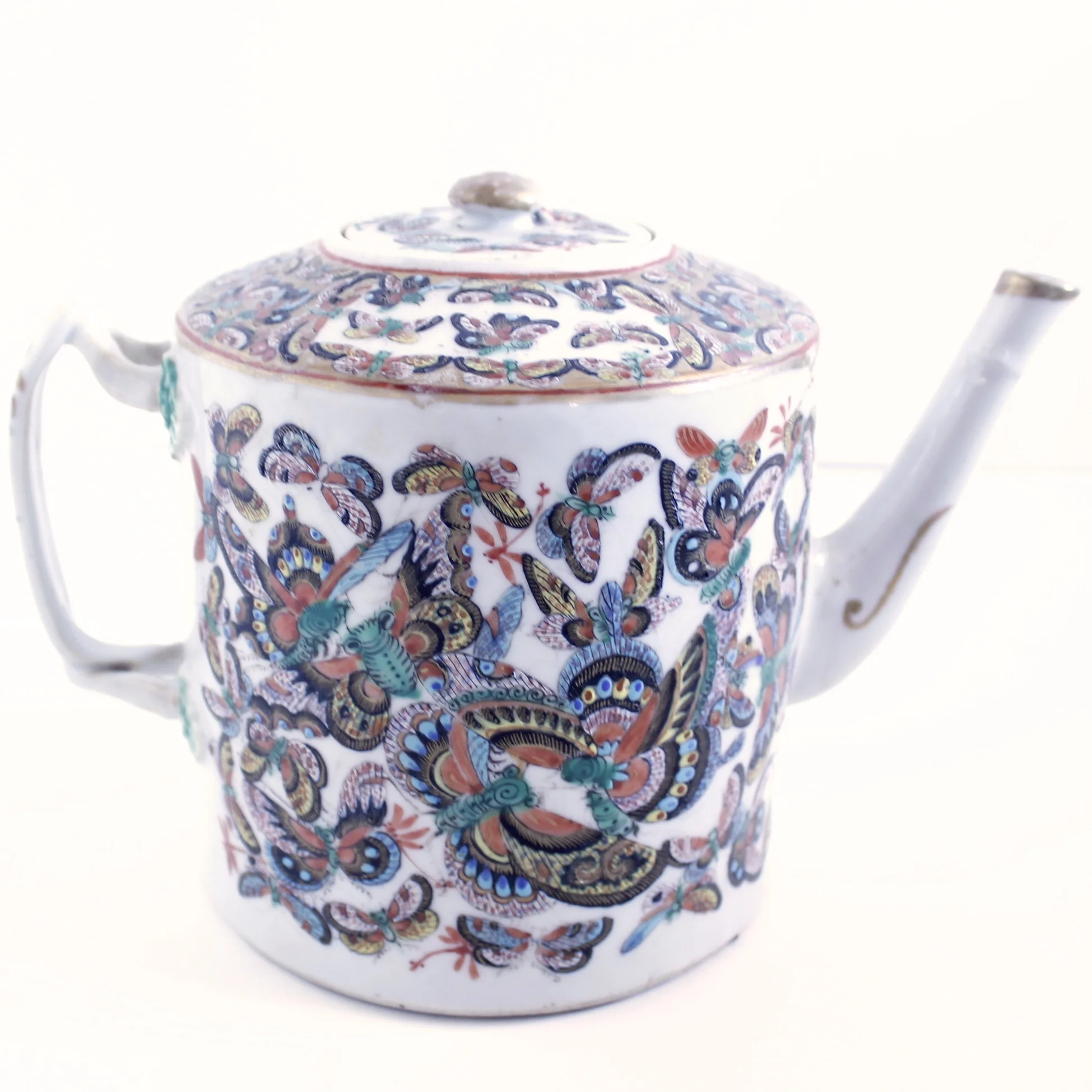 Thousand Butterfly Chinese Export Porcelain Tea Pot with Lid