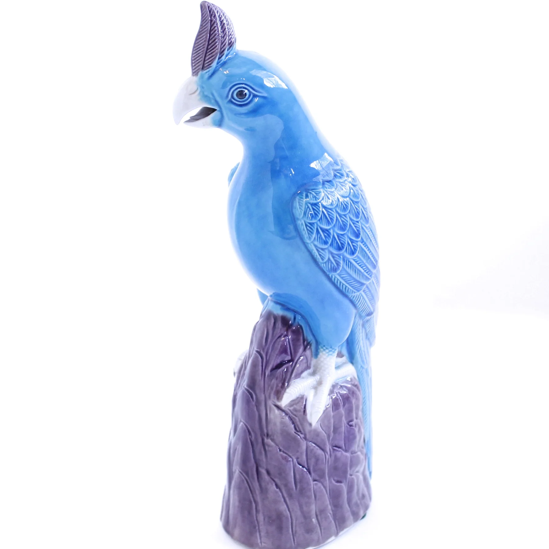 Chinese Porcelain Turquoise and Manganese Glazed Cockatoo