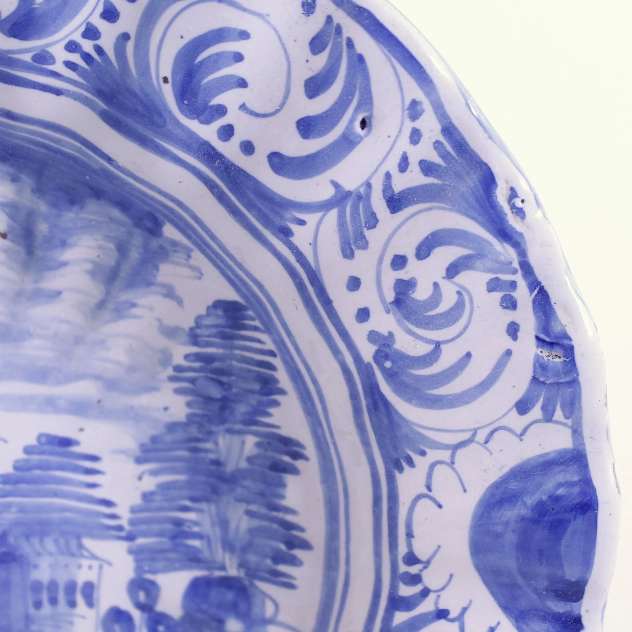 Antique Portuguese Faience Scalloped “Pie-Crust” Edge Charger