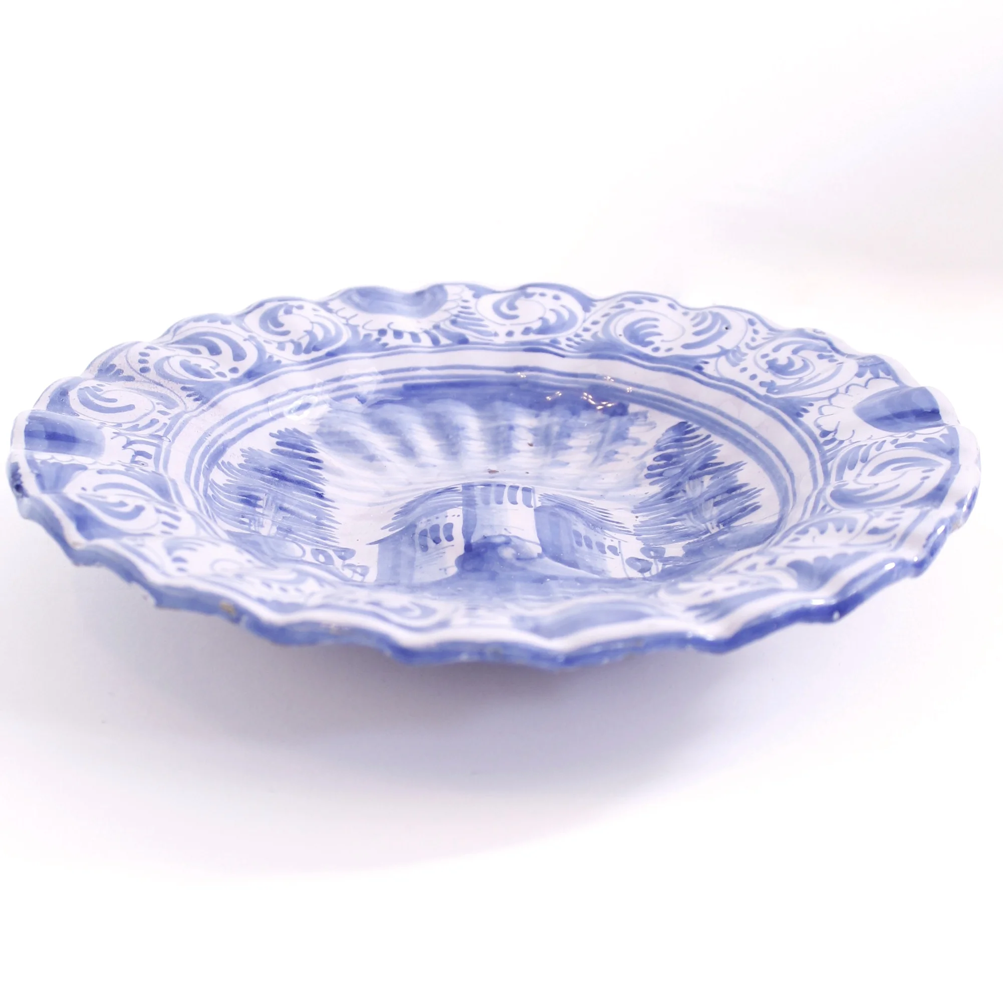 Antique Portuguese Faience Scalloped “Pie-Crust” Edge Charger
