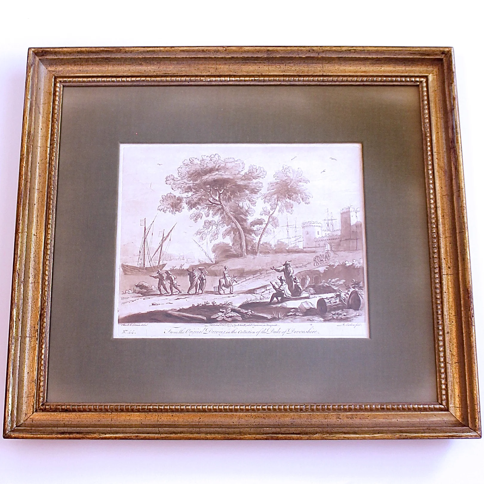 18th Century Sepia Landscape Engravings After Claude Lorrain
