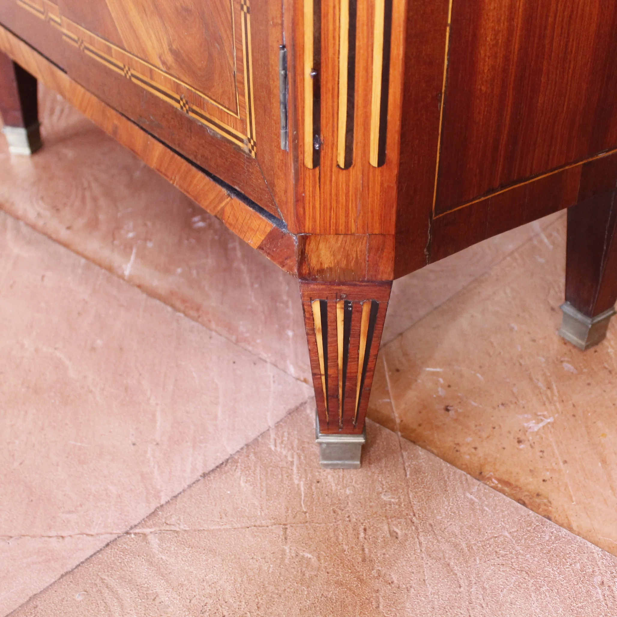 Small French Louis XVI Marquetry Cabinet with Marble Top