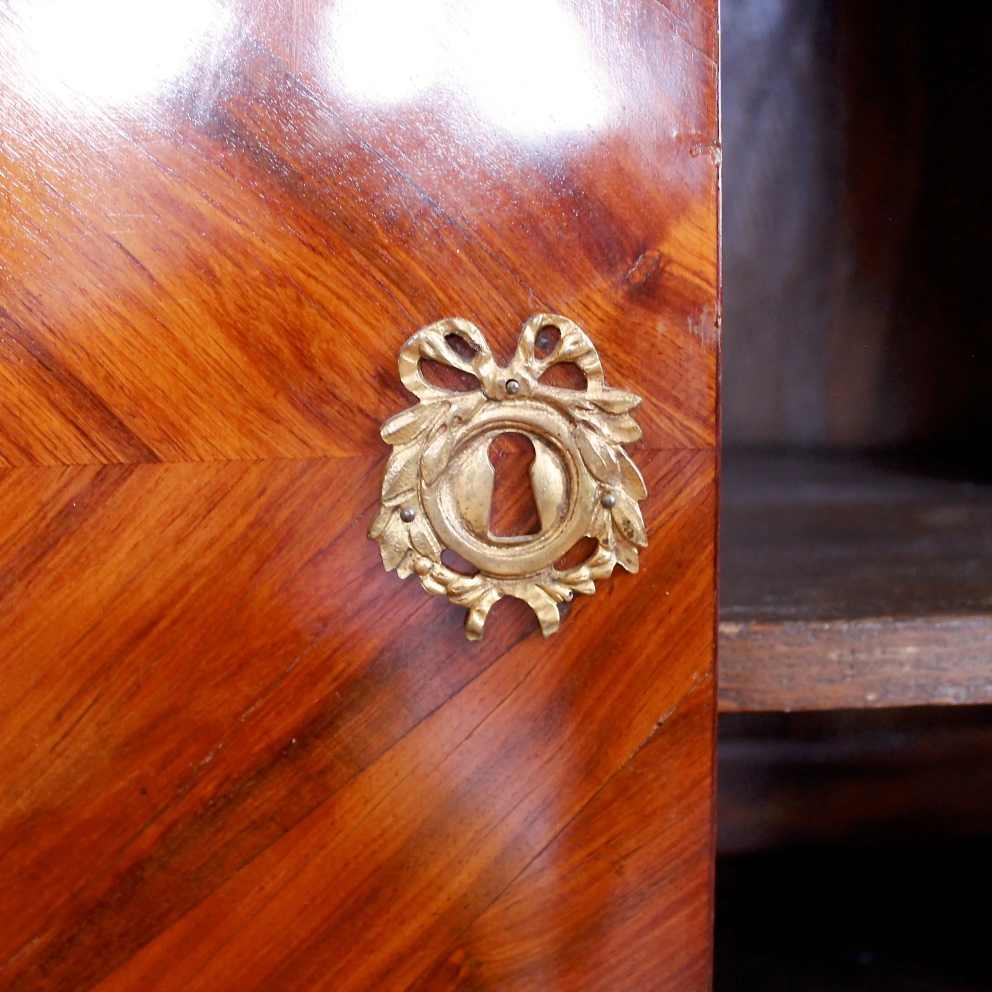 Small French Louis XVI Marquetry Cabinet with Marble Top