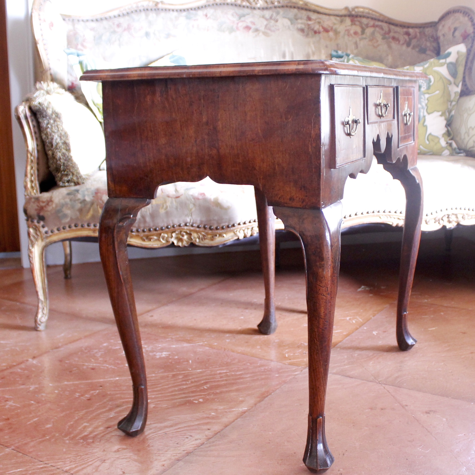 George II Period Inlaid Walnut Lowboy Side Table