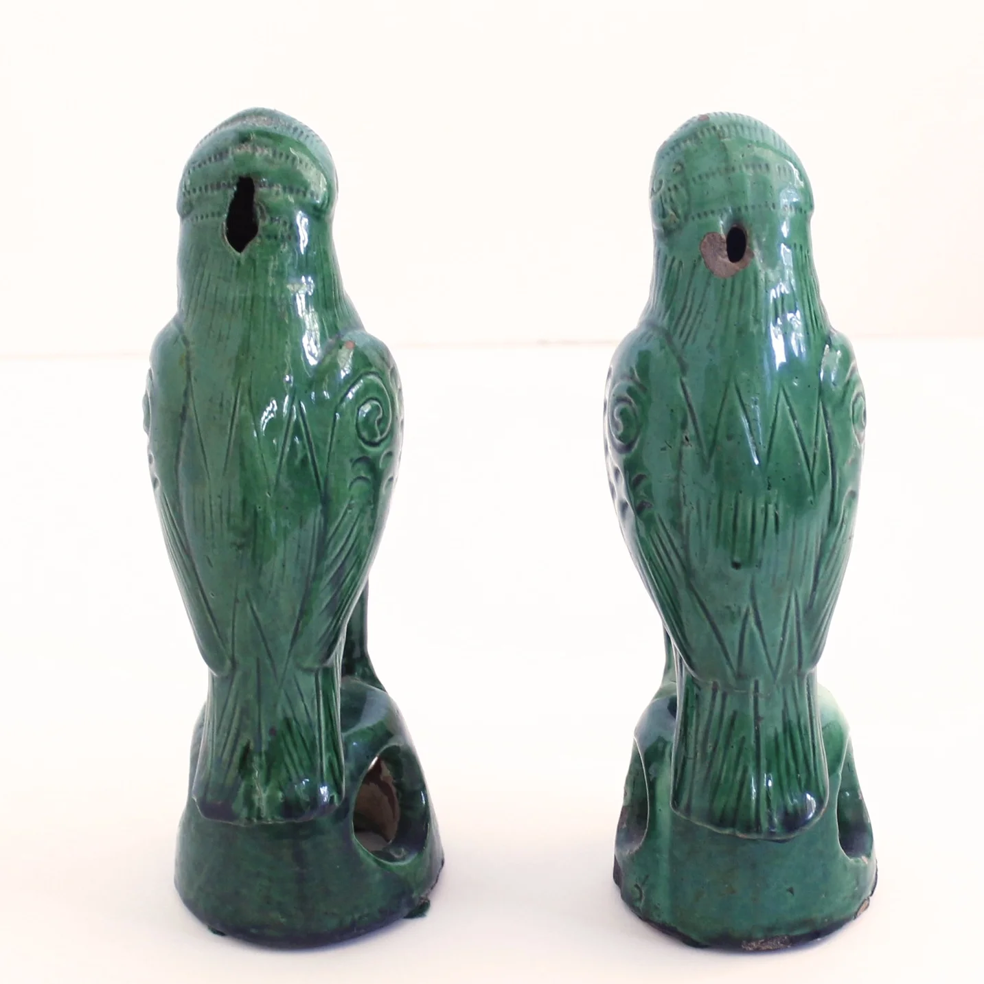 Antique Sancai Glazed Chinese Earthenware Parrots
