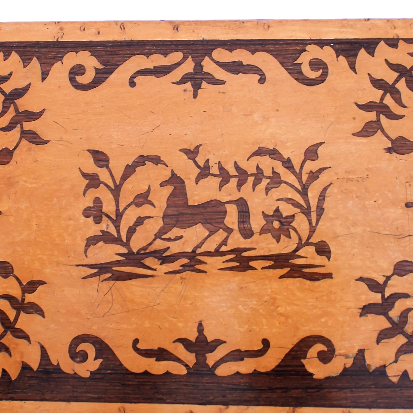 English Marquetry Bird’s Eye and Tiger Maple Inlaid Jewelry Box, 19th Century