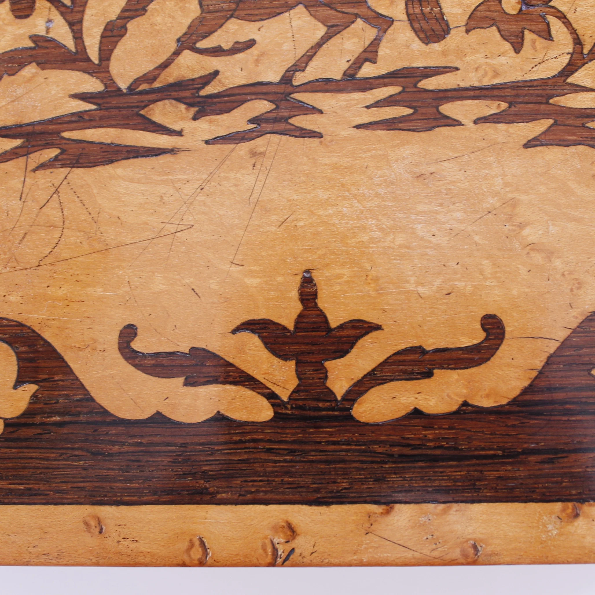 English Marquetry Bird’s Eye and Tiger Maple Inlaid Jewelry Box, 19th Century