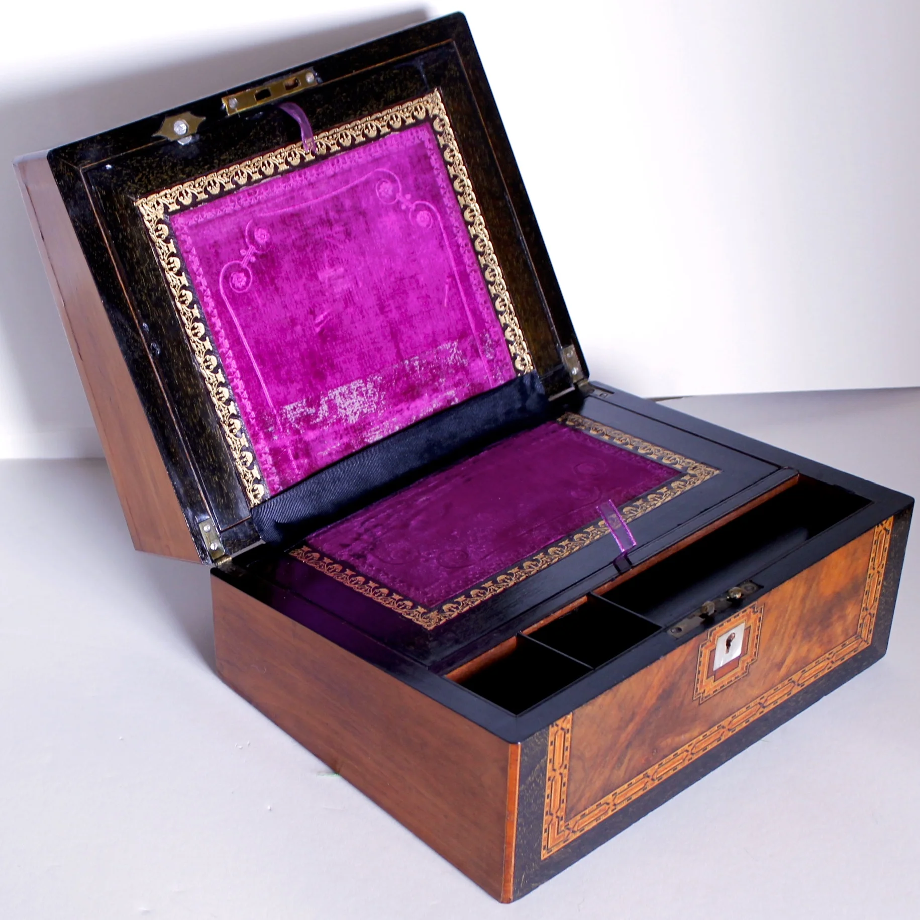 Tunbridge Ware Marquetry Lap Desk with Secret Compartments