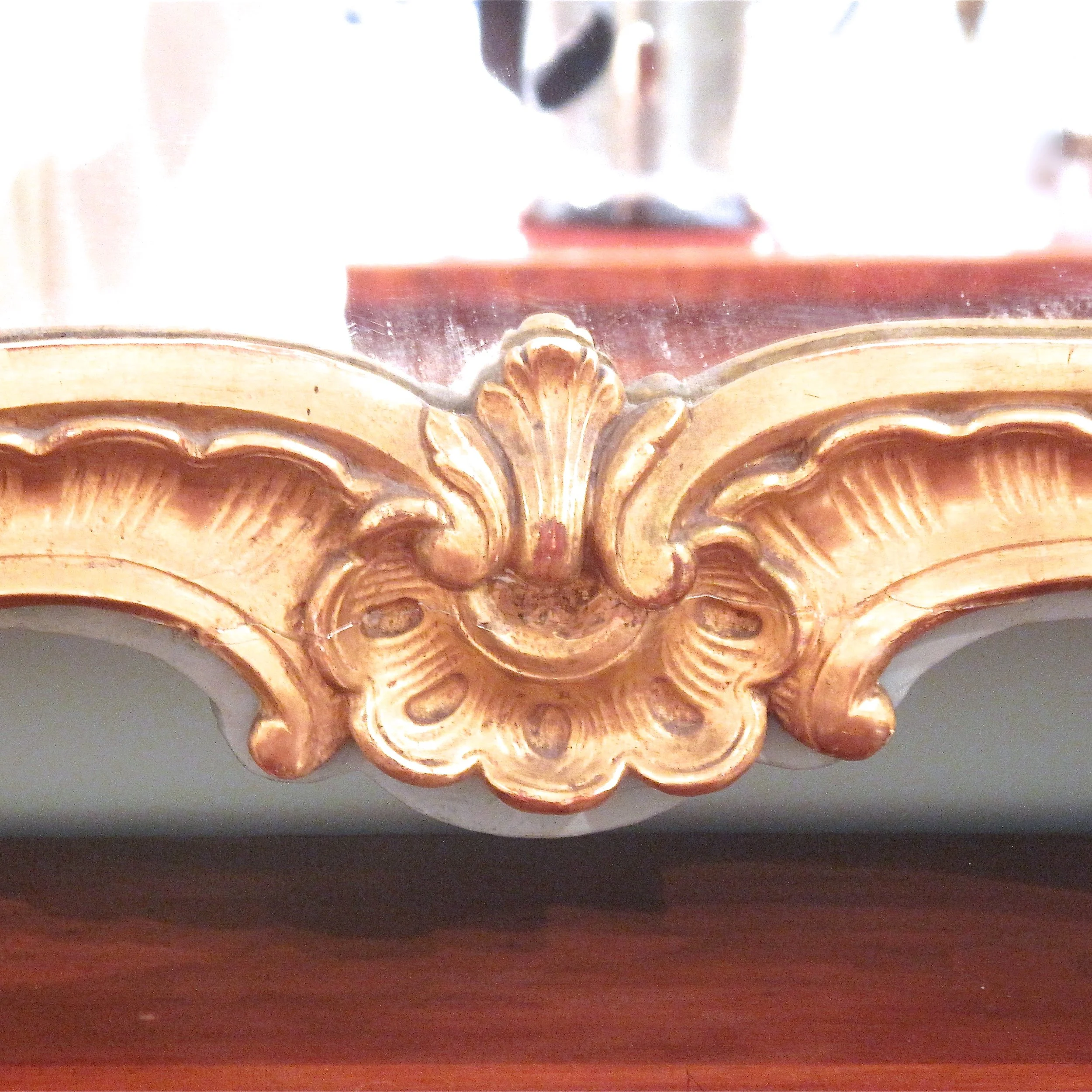 Tall French Louis XV Style Painted and Gilt Mirror