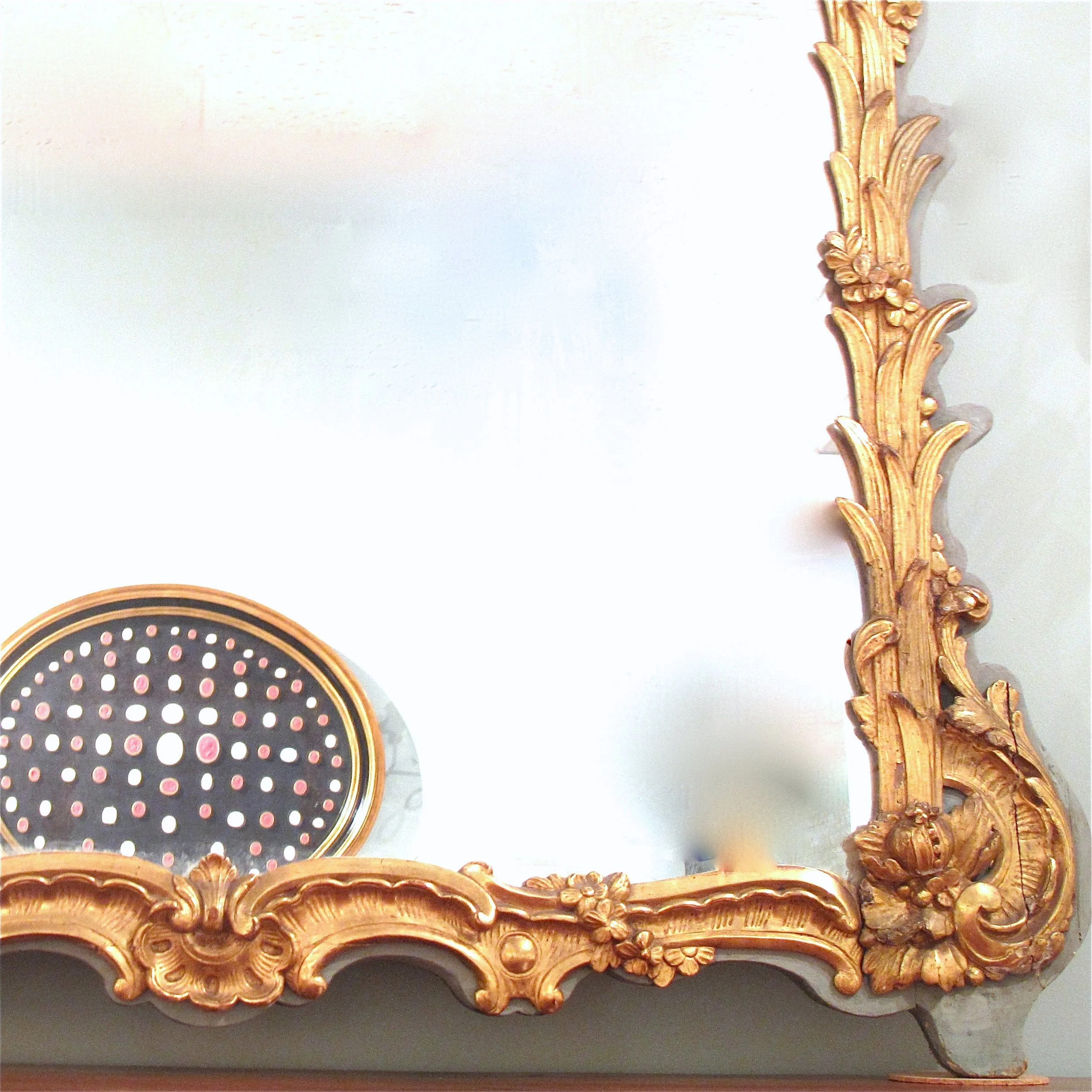 Tall French Louis XV Style Painted and Gilt Mirror