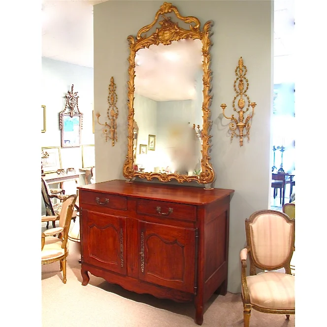 Tall French Louis XV Style Painted and Gilt Mirror