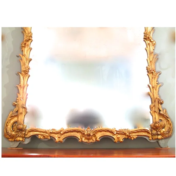 Tall French Louis XV Style Painted and Gilt Mirror