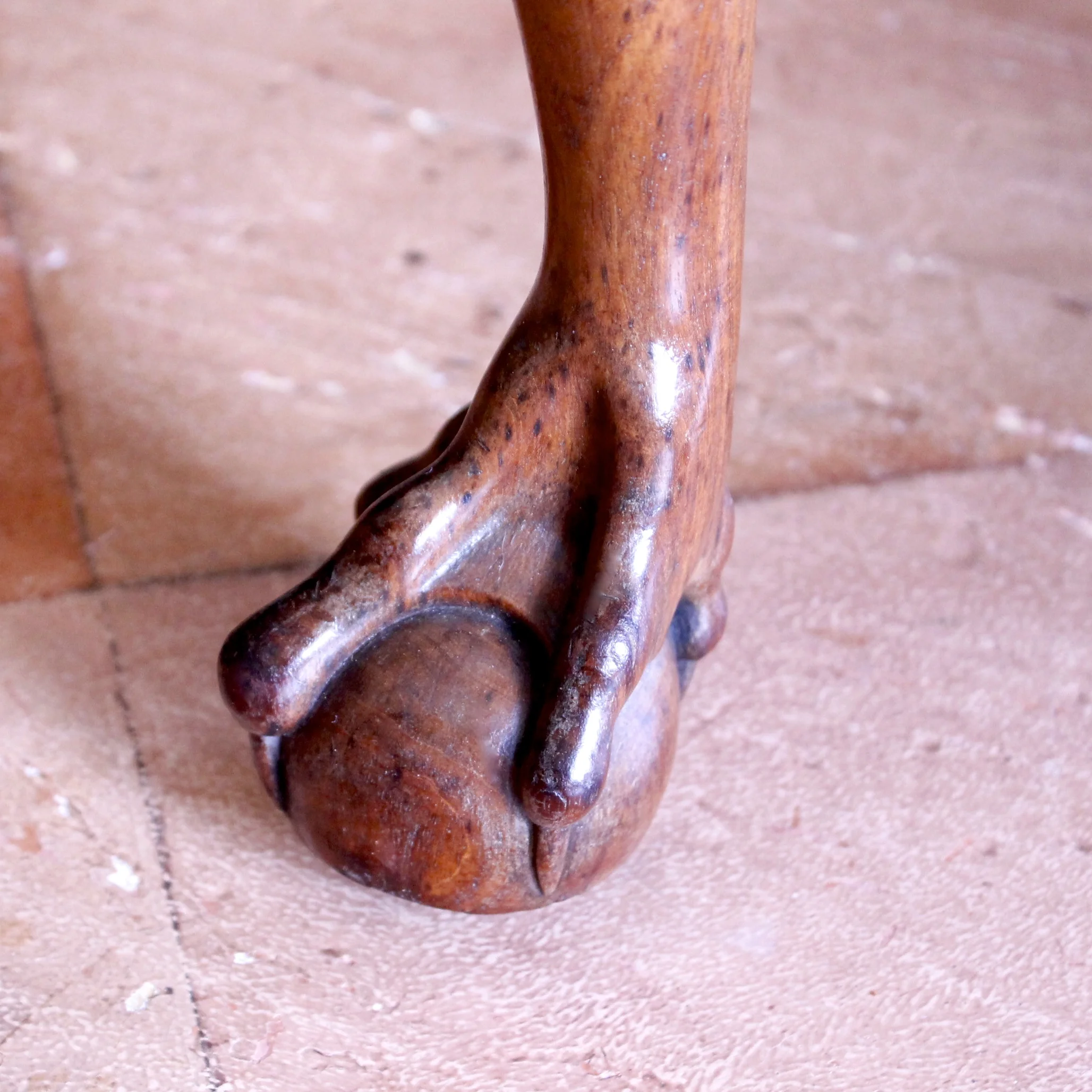 George II Mahogany Chair with Raked Back Legs and Ball and Claw Feet