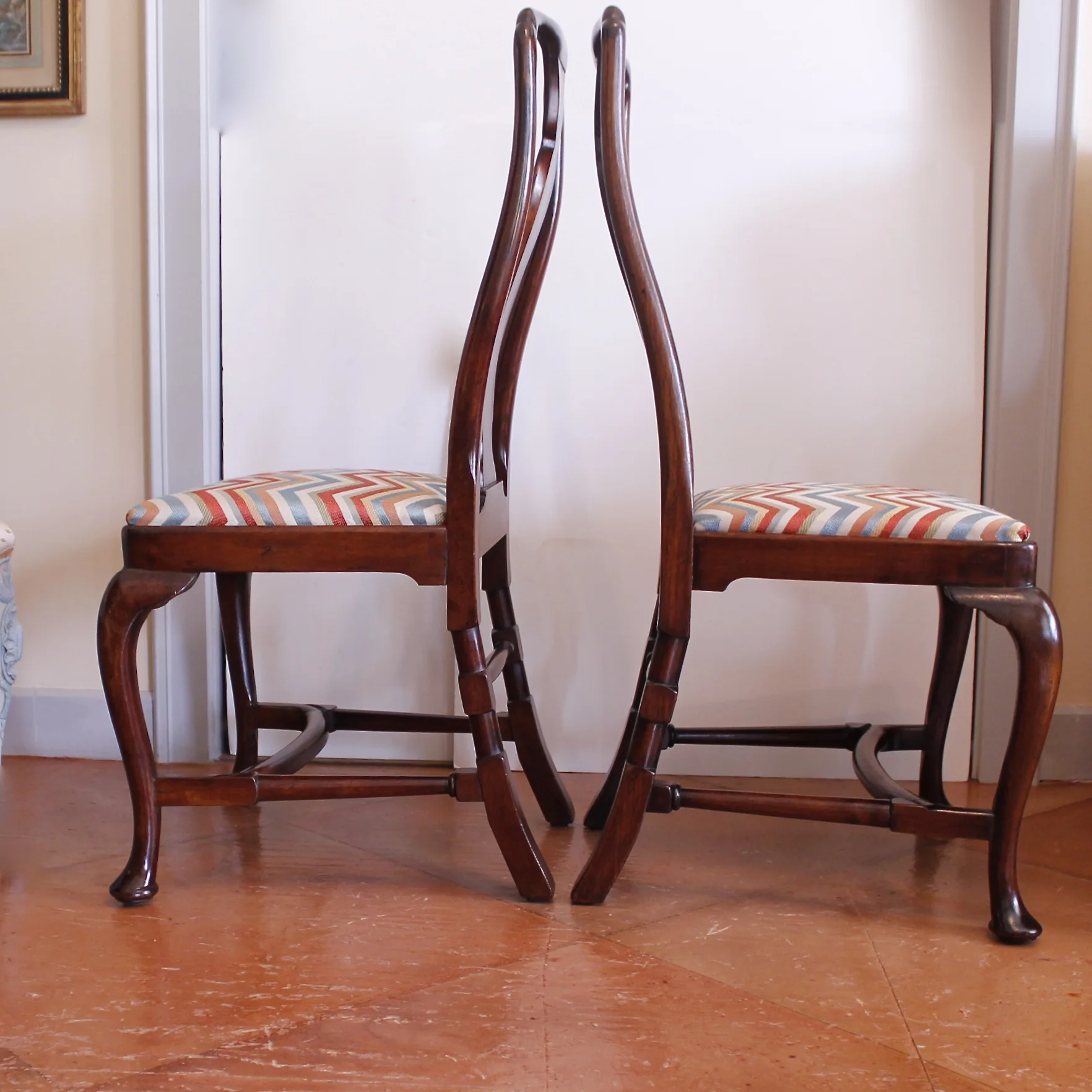 Pair of Walnut George I Queen Anne Side Chairs, 18th Century
