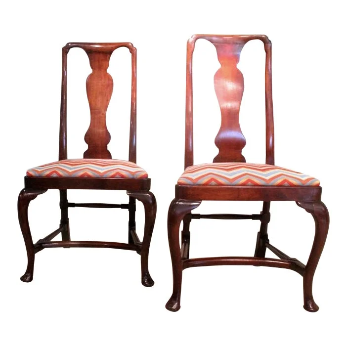 Pair of Walnut George I - George II Side Chairs,