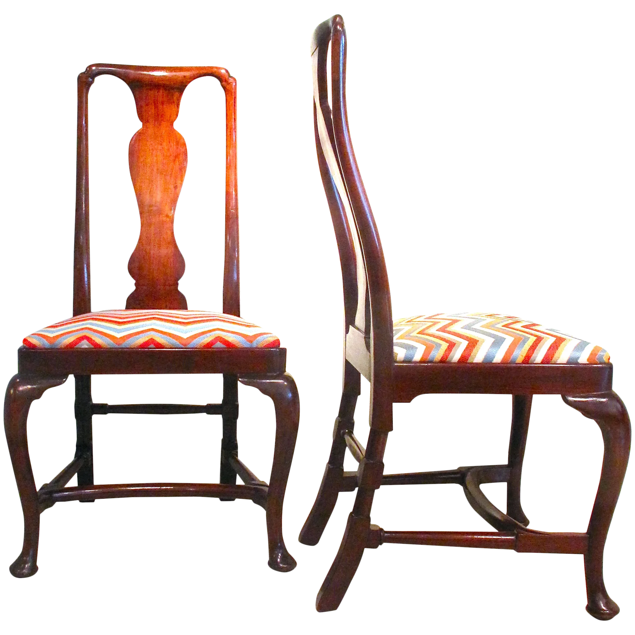 Pair of Walnut George I - George II Side Chairs,