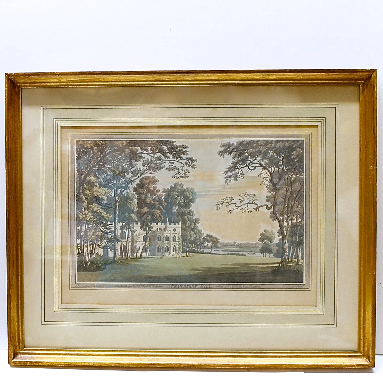 English Landmark Architectural Aquatint Views Published by John Boydell, Strawberry Hill