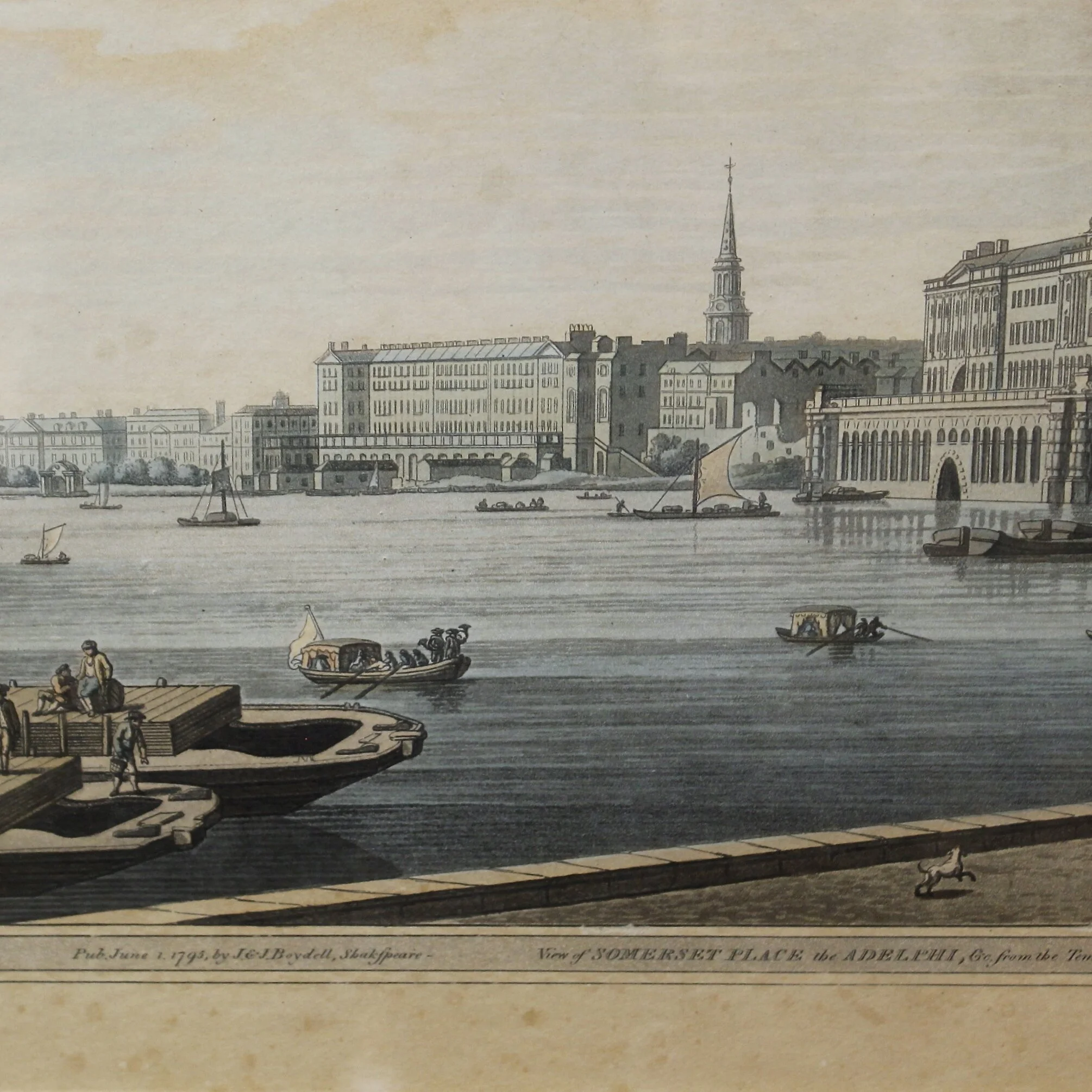 English Landmark Architectural Aquatint Views Published by John Boydell, Somerset House