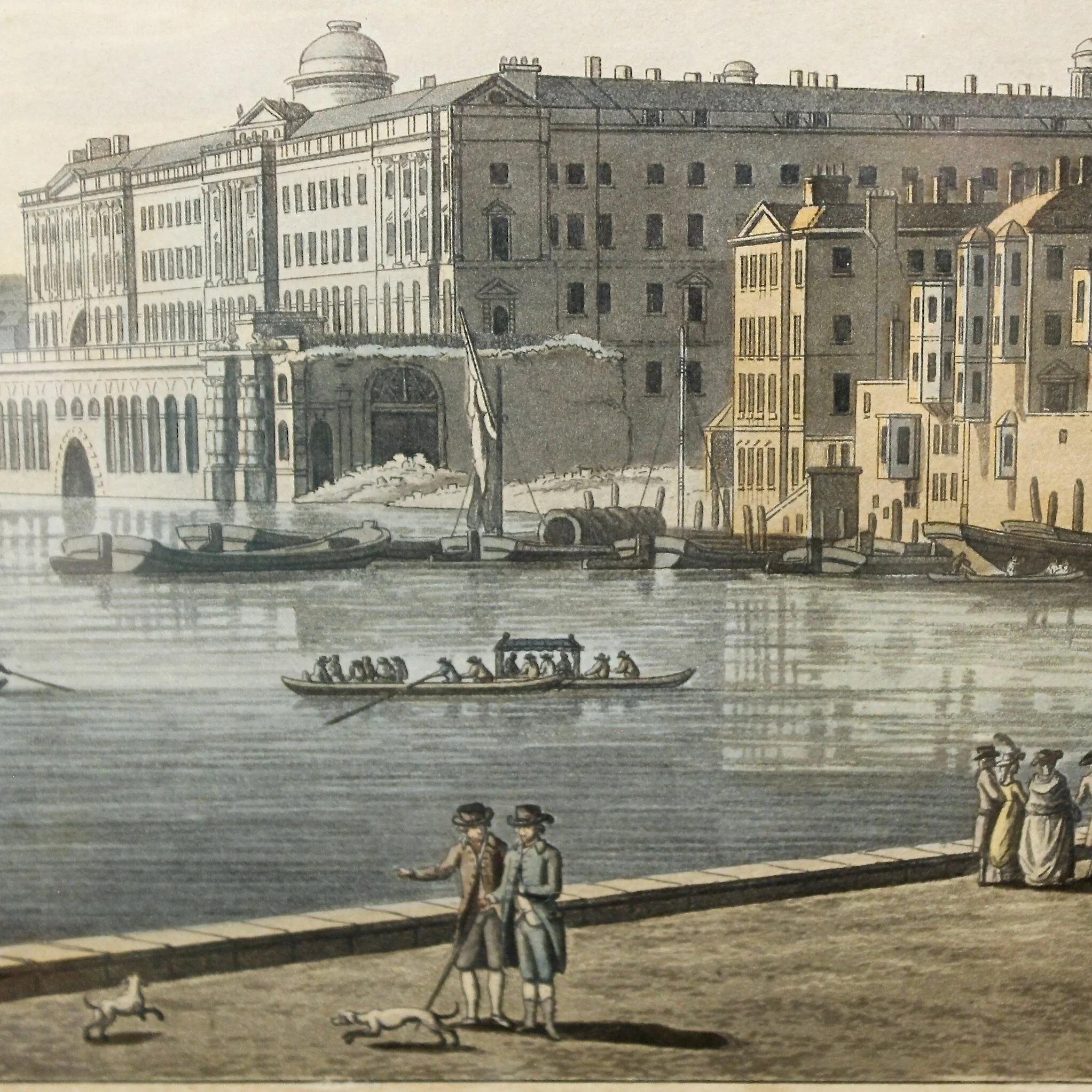 English Landmark Architectural Aquatint Views Published by John Boydell, Somerset House