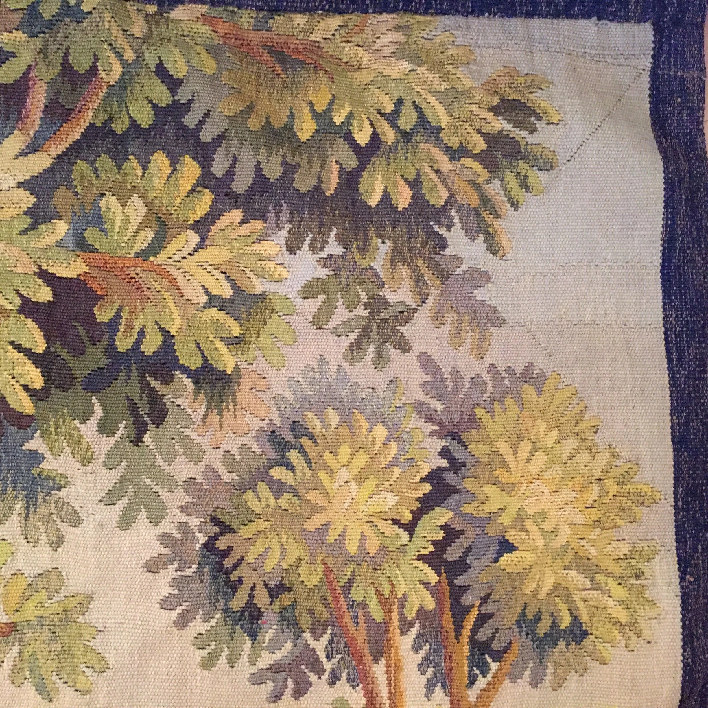 French Verdure Tapestry with Castle and Birds, 19th Century