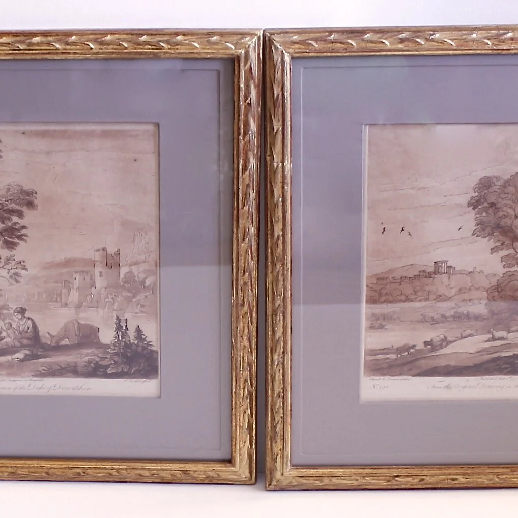 18th Century Sepia Landscape Engravings after Claude Lorrain