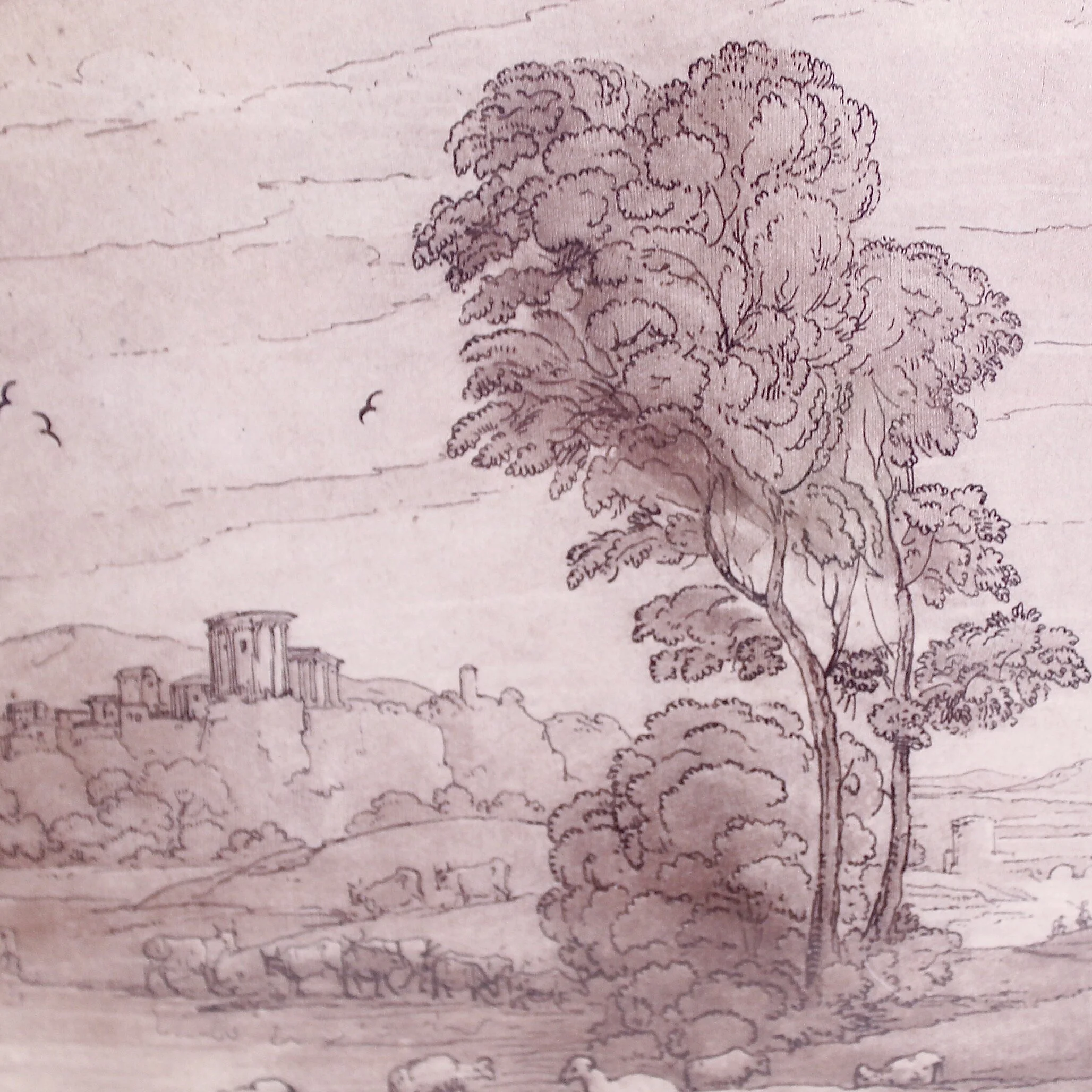 18th Century Sepia Landscape Engravings after Claude Lorrain