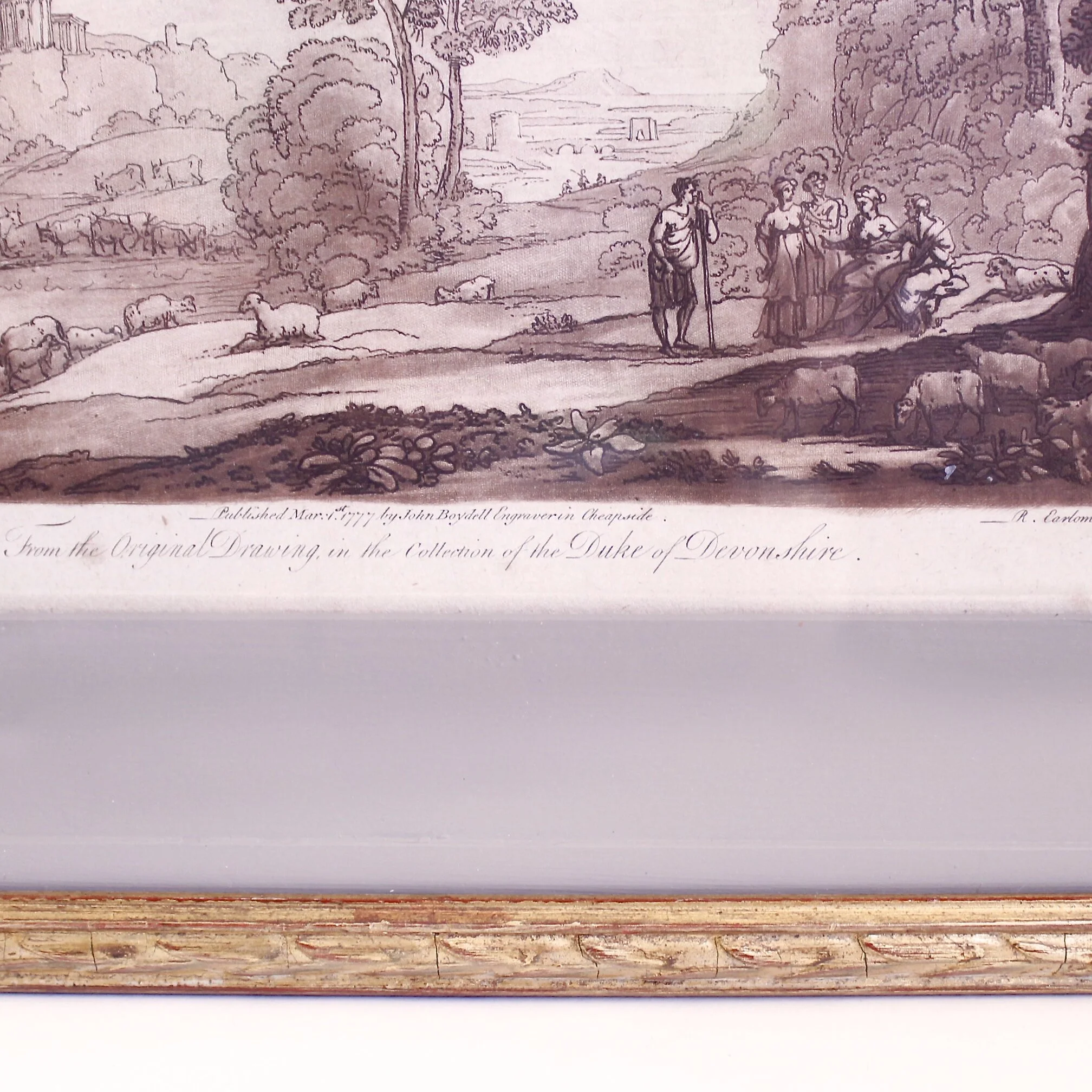 18th Century Sepia Landscape Engravings after Claude Lorrain